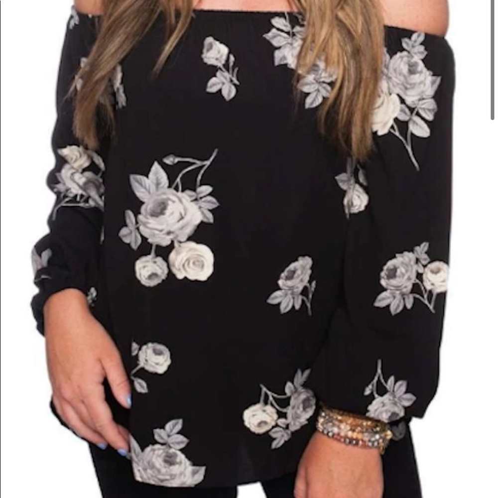 Cute Silky floral off the shoulder top